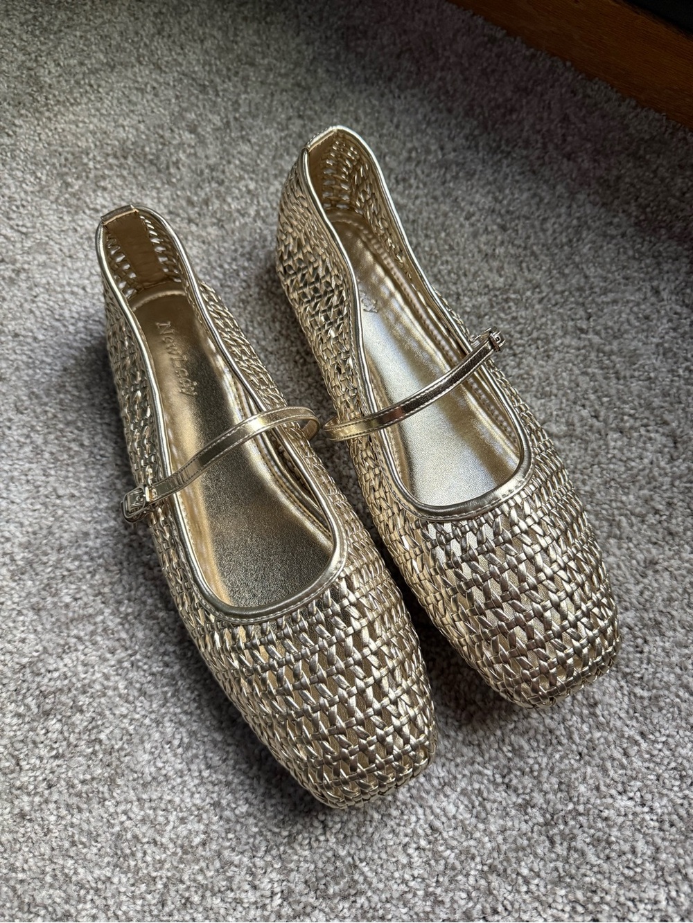NIB Gold Woven Mary Jane Flats - Women